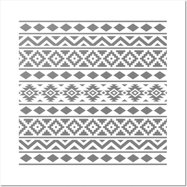 Aztec Essence Pattern Gray on White Wall Art by NataliePaskell